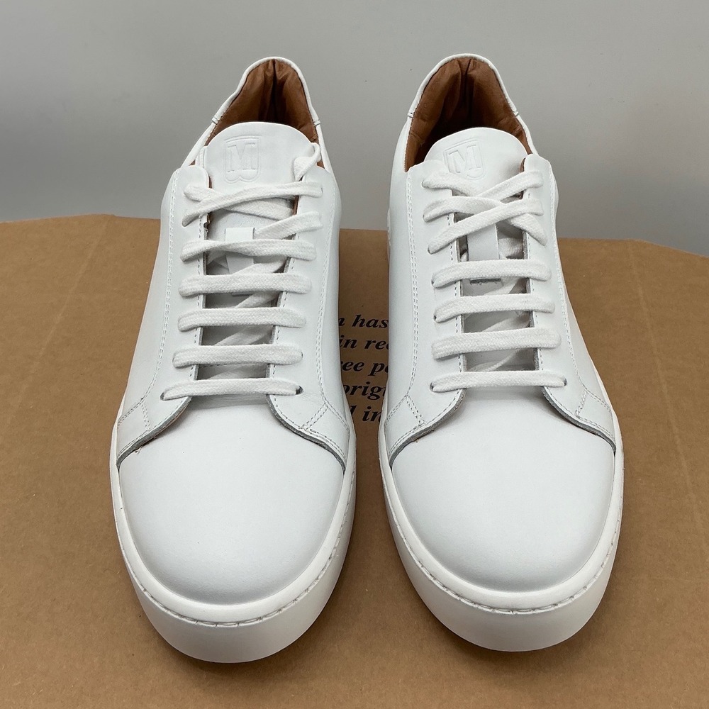 Bruno Magli Magnifico Mens White Leather Sneakers Made in Italy Size 8.5
